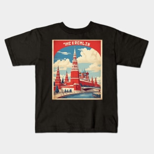 Moscow Kremlin Russia Vintage Tourism Poster Kids T-Shirt